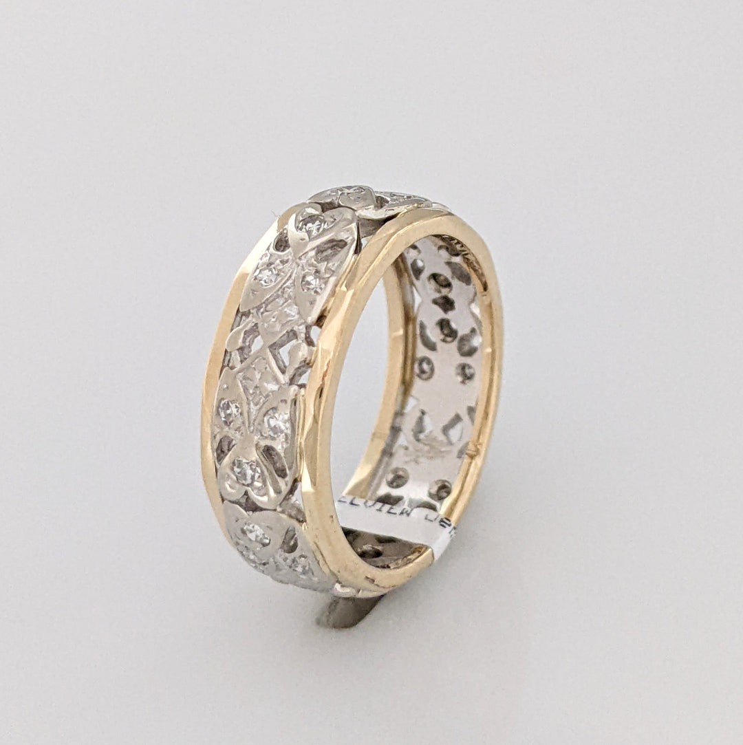 14K TWO TONE .35 CARAT TOTAL WEIGHT DIAMOND ROUND (24) OPEN 6.7MM ESTATE BAND 5.1 GRAMS