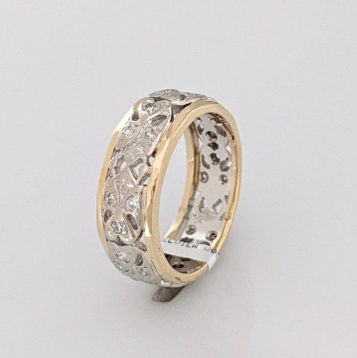 14K TWO TONE .35 CARAT TOTAL WEIGHT DIAMOND ROUND (24) OPEN 6.7MM ESTATE BAND 5.1 GRAMS