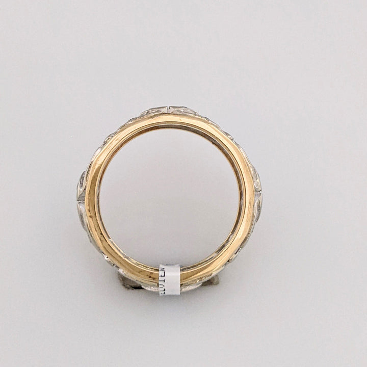 14K TWO TONE .35CTW DIAMOND ROUND (24) OPEN 6.7MM ESTATE BAND 5.1 GRAMS