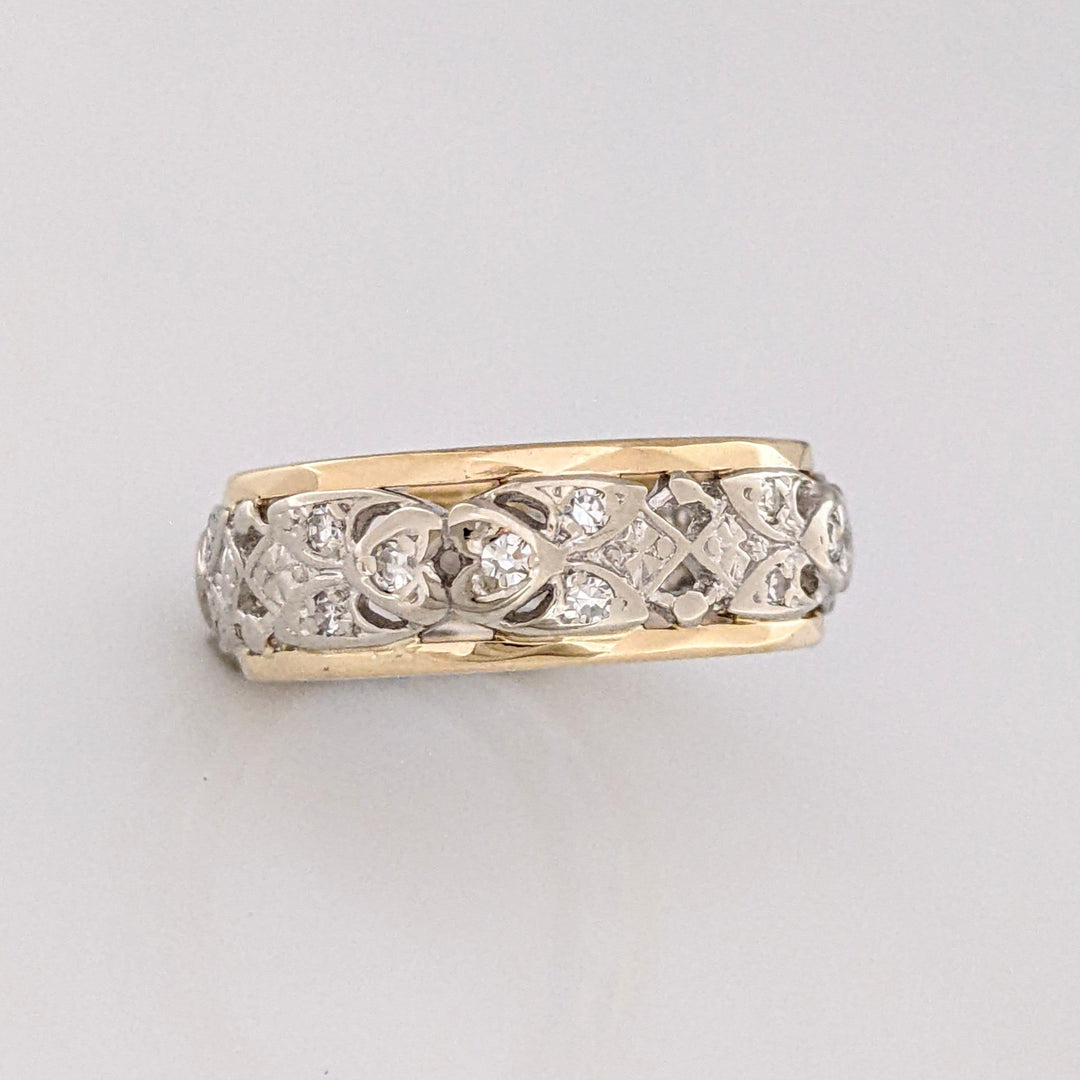 14K TWO TONE .35 CARAT TOTAL WEIGHT DIAMOND ROUND (24) OPEN 6.7MM ESTATE BAND 5.1 GRAMS