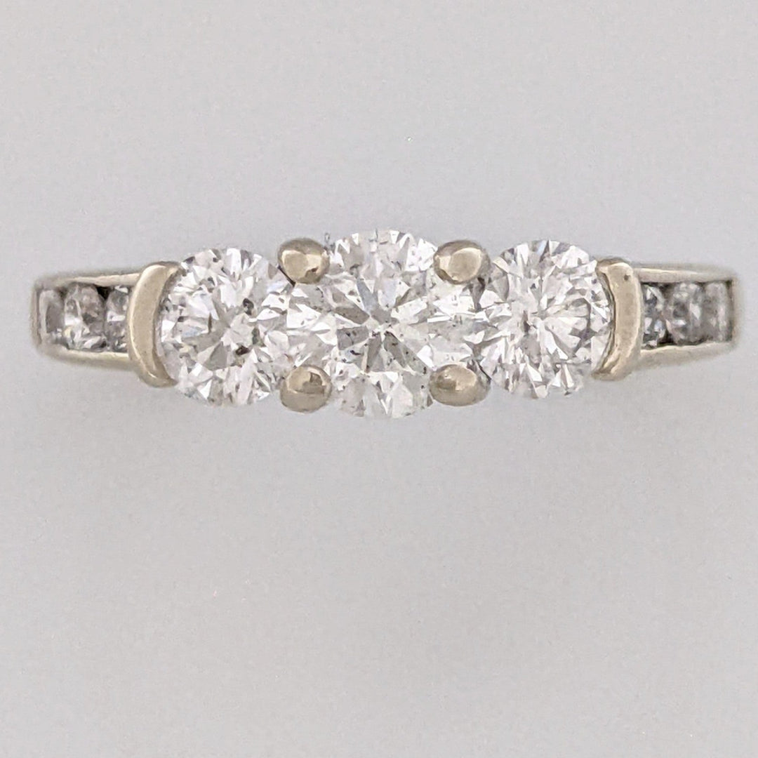 14K WHITE .83 CARAT TOTAL WEIGHT I1 H DIAMOND ROUND (9) ESTATE TRINITY RING 2.7 GRAMS