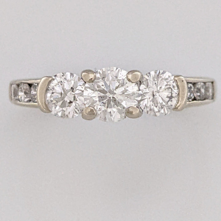 14K WHITE .83 CARAT TOTAL WEIGHT I1 H DIAMOND ROUND (9) ESTATE TRINITY RING 2.7 GRAMS