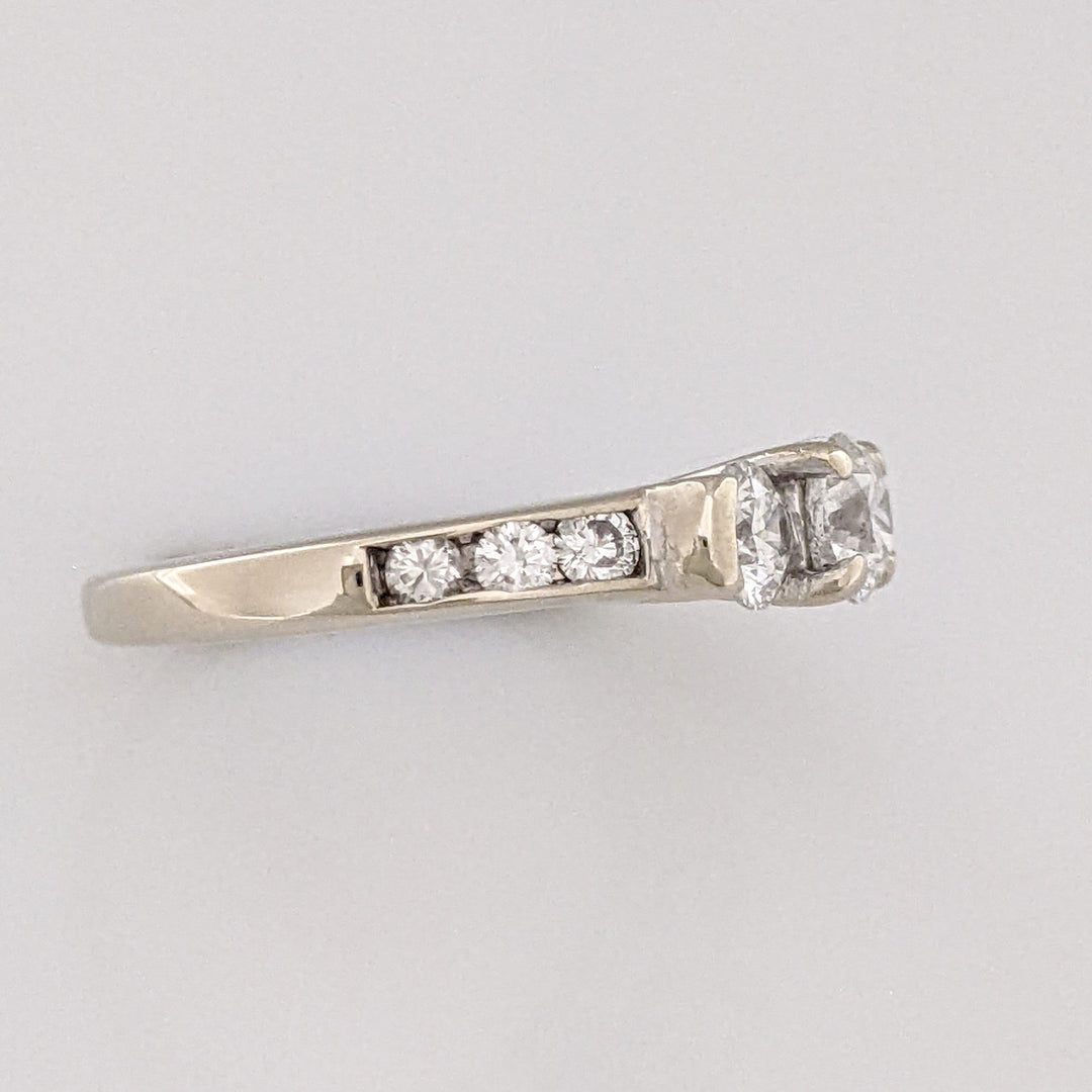 14K WHITE .83 CARAT TOTAL WEIGHT I1 H DIAMOND ROUND (9) ESTATE TRINITY RING 2.7 GRAMS