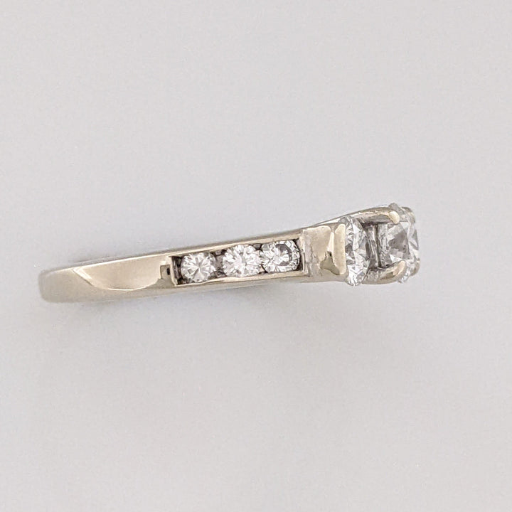 14K WHITE .83 CARAT TOTAL WEIGHT I1 H DIAMOND ROUND (9) ESTATE TRINITY RING 2.7 GRAMS