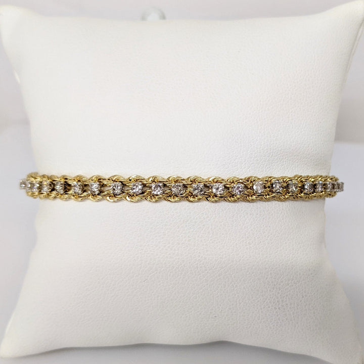 14K 1.92CTW I1 L DIAMOND ROUND (48) ESTATE ROPE BRACELET 10.8 GRAMS