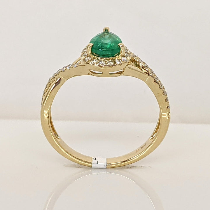 10K EMERALD PEAR "A" 5X7 WITH .20DTW ESTATE RING 2.3 GRAMS