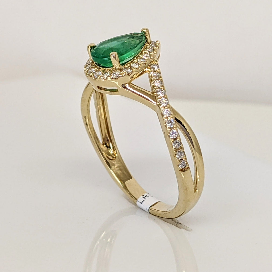 10K EMERALD PEAR "A" 5X7 WITH .20DTW ESTATE RING 2.3 GRAMS