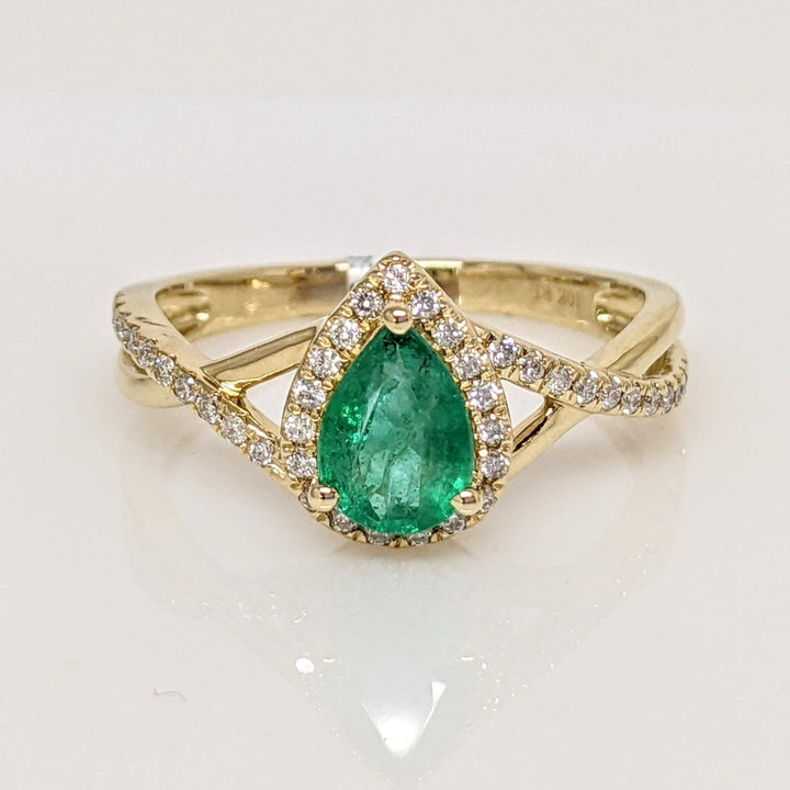 10K EMERALD PEAR "A" 5X7 WITH .20DTW ESTATE RING 2.3 GRAMS