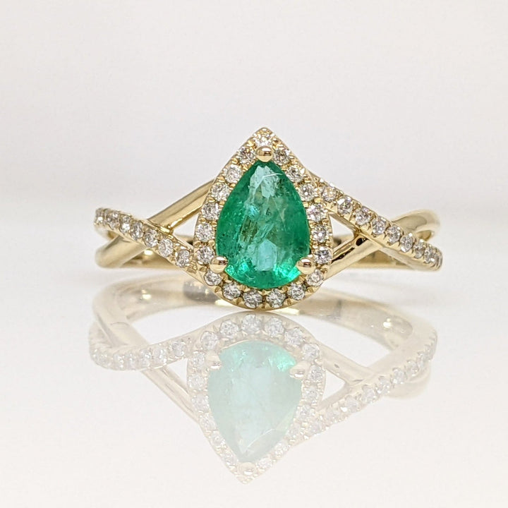 10K EMERALD PEAR "A" 5X7 WITH .20DTW ESTATE RING 2.3 GRAMS