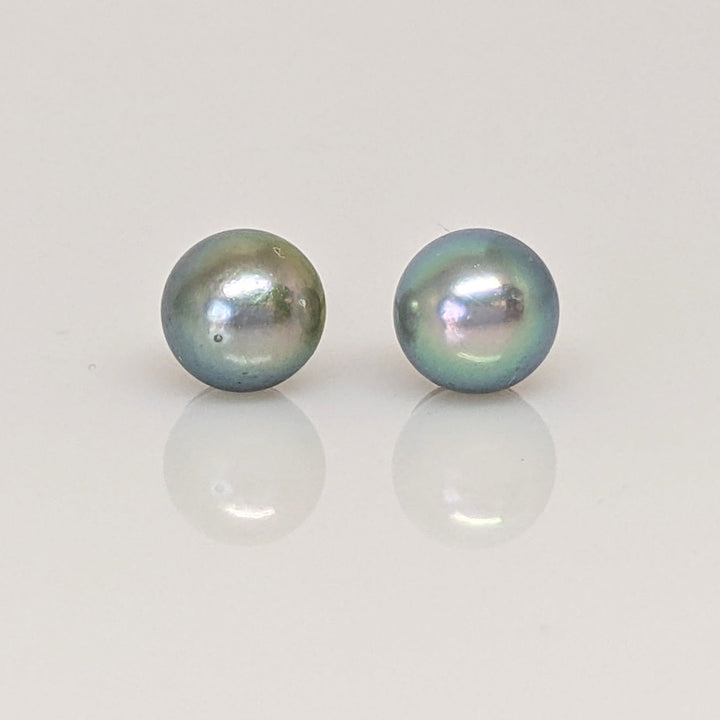 14K DYED CULTURED PEARL ROUND 5.5MM ESTATE STUD EARRINGS 0.9 GRAMS