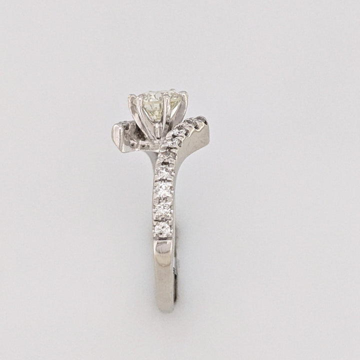 14K WHITE .95CTW VS2 N DIAMOND ROUND (19) BYPASS ESTATE RING 3.5 GRAMS