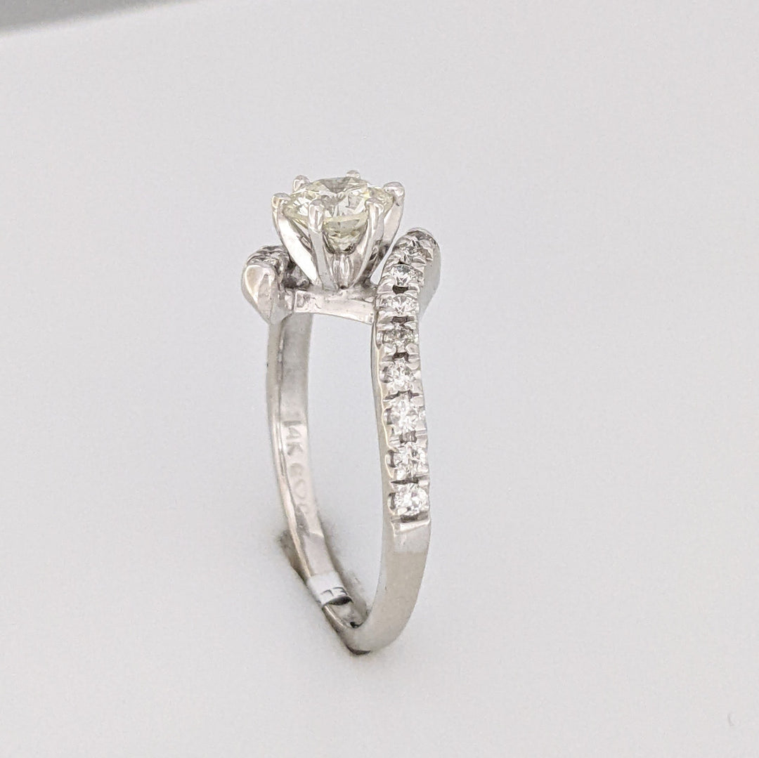 14K WHITE .95 CARAT TOTAL WEIGHT VS2 N DIAMOND ROUND (19) BYPASS ESTATE RING 3.5 GRAMS