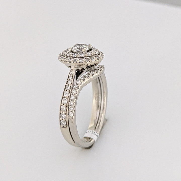 14K WHITE 1.11CTW I1 I DIAMOND ROUND (77) ESTATE HALO RING 4.7 GRAMS