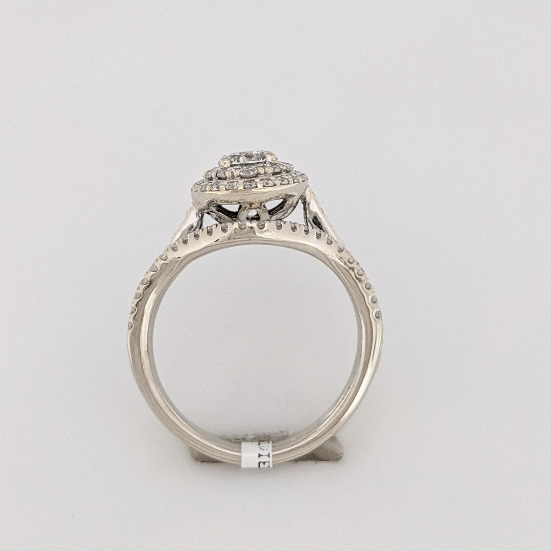 14K WHITE 1.11CTW I1 I DIAMOND ROUND (77) ESTATE HALO RING 4.7 GRAMS