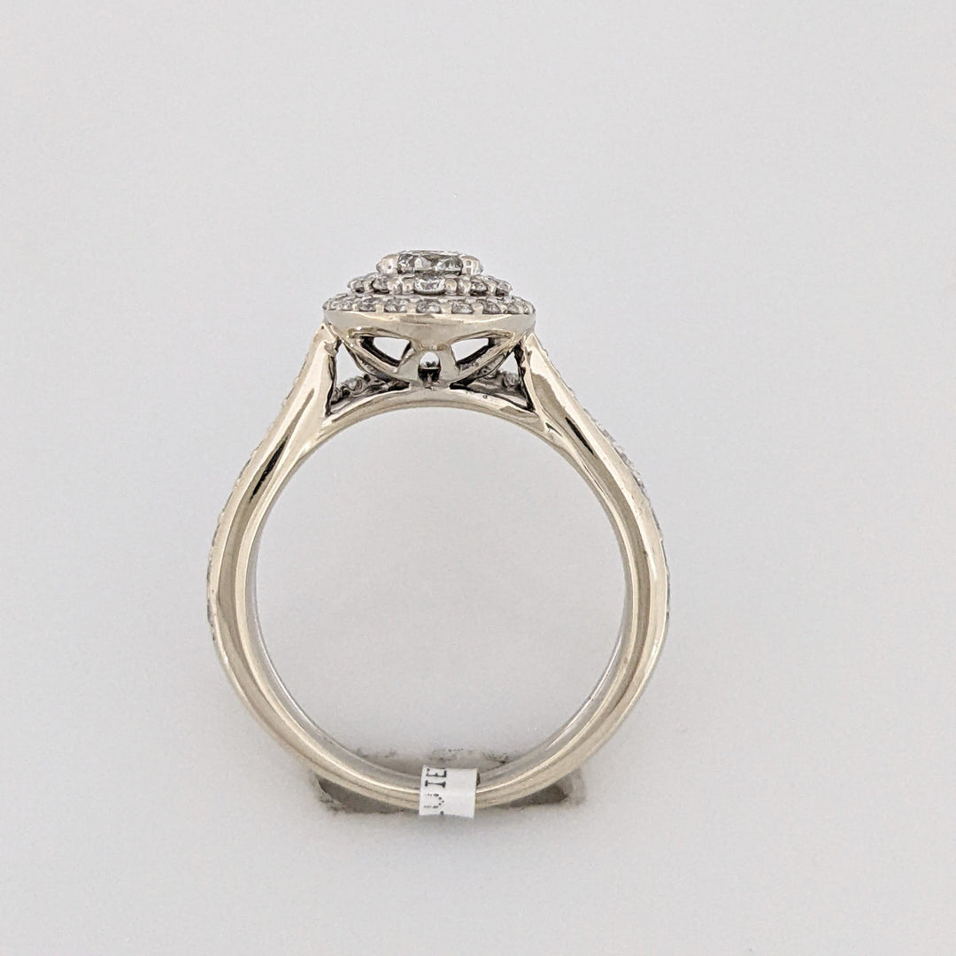 14K WHITE 1.11CTW I1 I DIAMOND ROUND (77) ESTATE HALO RING 4.7 GRAMS