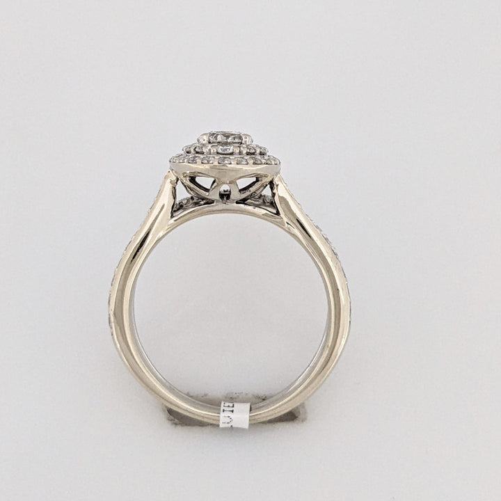 14K WHITE 1.11CTW I1 I DIAMOND ROUND (77) ESTATE HALO RING 4.7 GRAMS