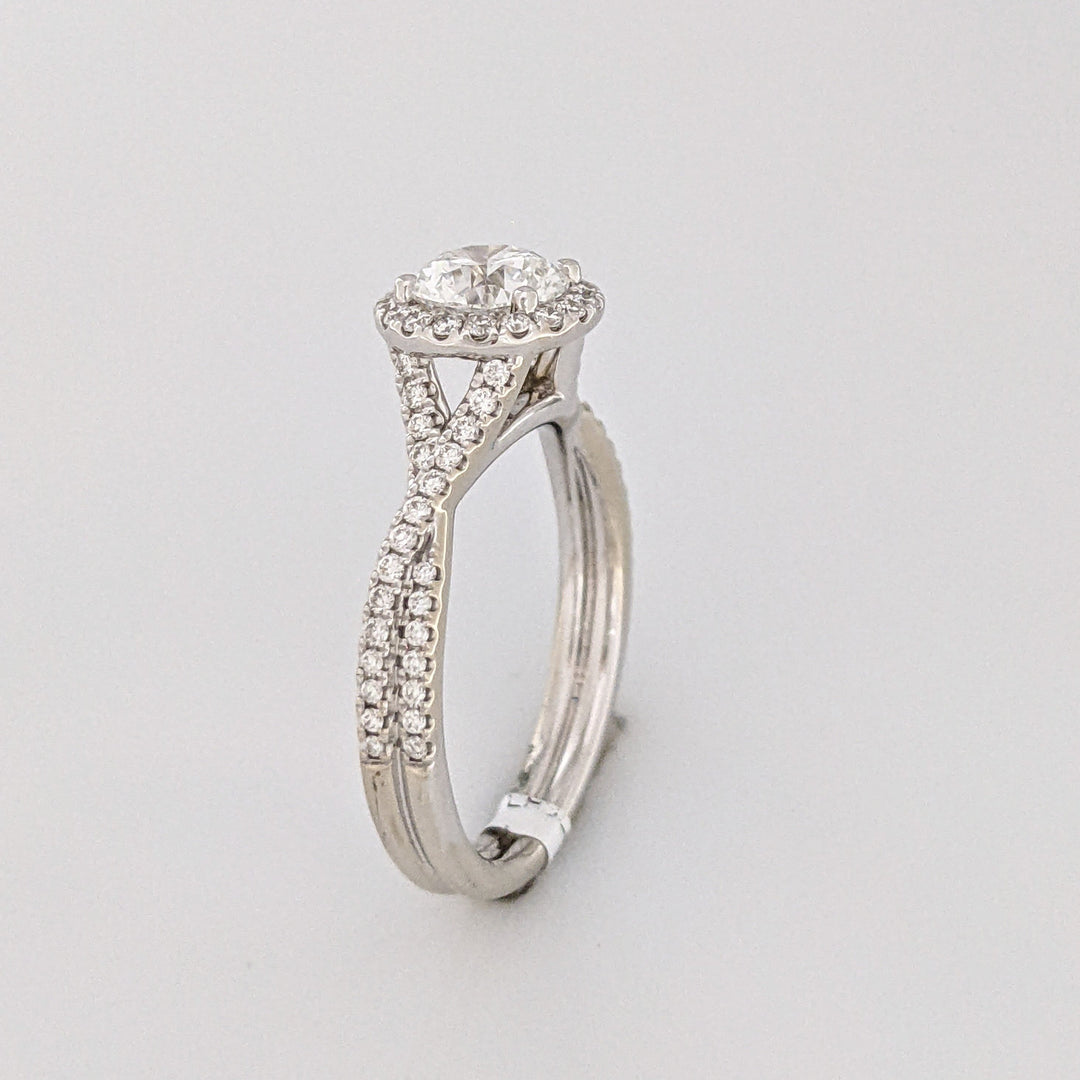 14K WHITE 1.34 CARAT TOTAL WEIGHT VVS2 D DIAMOND ROUND (75) HALO TWIST ESTATE RING 4.1 GRAMS