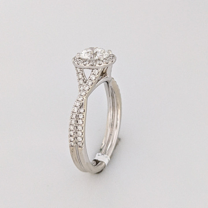 14K WHITE 1.34 CARAT TOTAL WEIGHT VVS2 D DIAMOND ROUND (75) HALO TWIST ESTATE RING 4.1 GRAMS