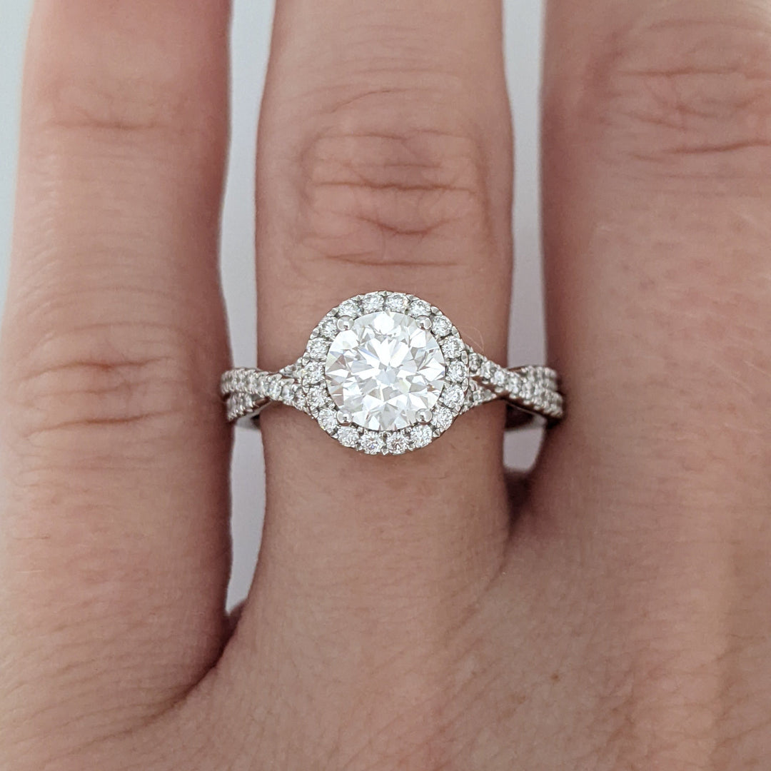 14KW 1.34CTW VVS2 D DIAMOND ROUND (75) HALO TWIST ESTATE RING 4.1 GRAMS