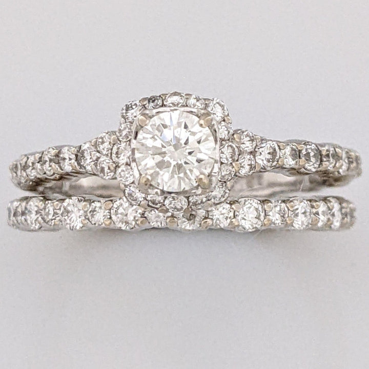 18KW .99CTW SI1 I DIAMOND ROUND (54) ESTATE RING 4.9 GRAMS