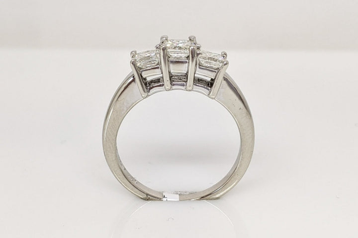 14K WHITE 1.00CTW VS K-L DIAMOND PRINCESS CUT (3) ESTATE 4.4 GRAMS