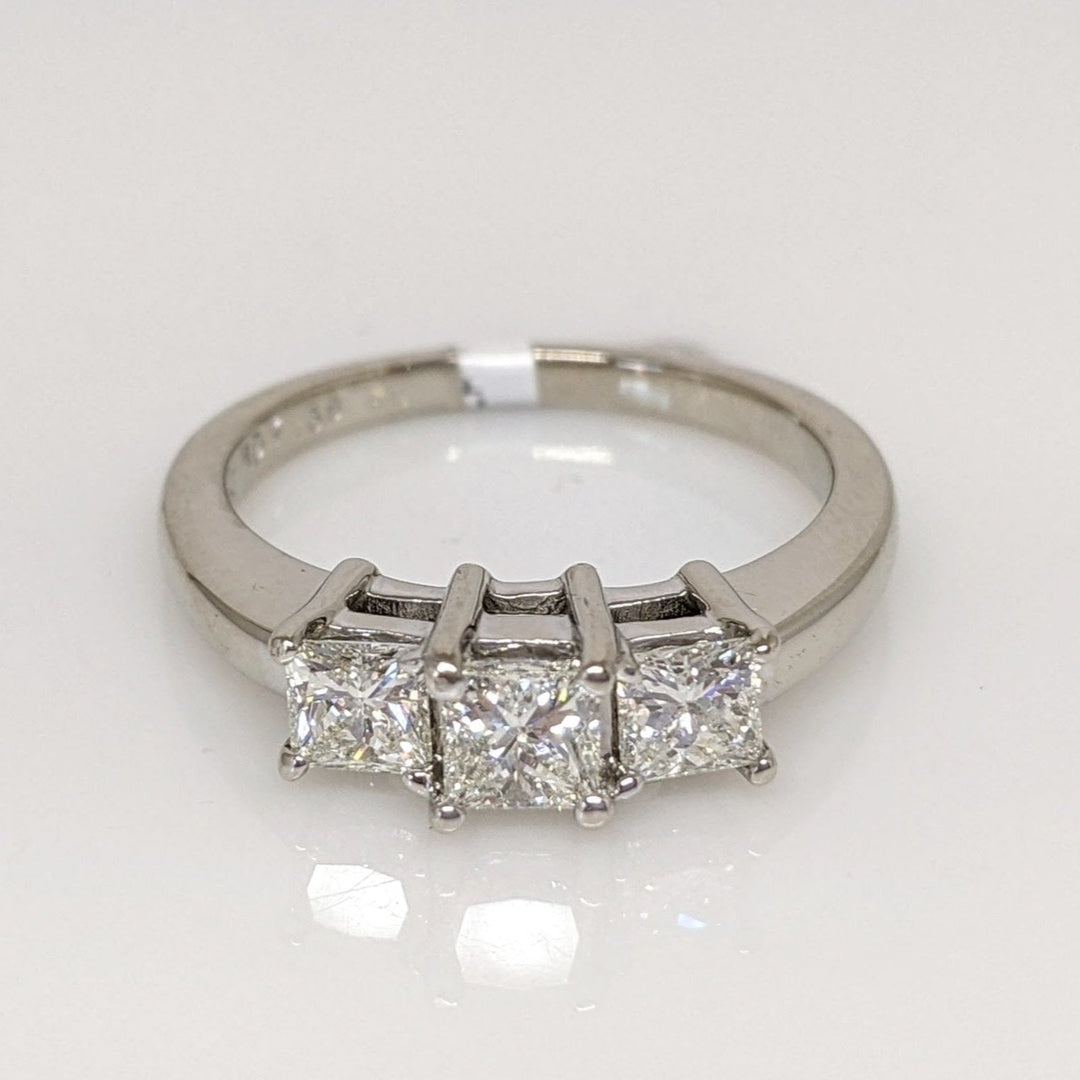 14K WHITE 1.00 CARAT TOTAL WEIGHT VS K-L DIAMOND PRINCESS CUT (3) ESTATE TRINITY RING4.3 GRAMS