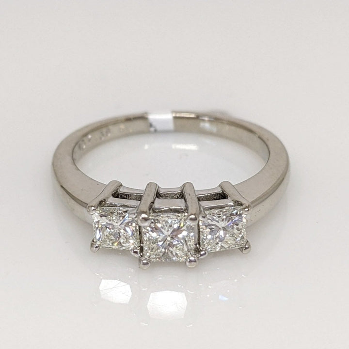 14K WHITE 1.00CTW VS K-L DIAMOND PRINCESS CUT (3) ESTATE 4.4 GRAMS