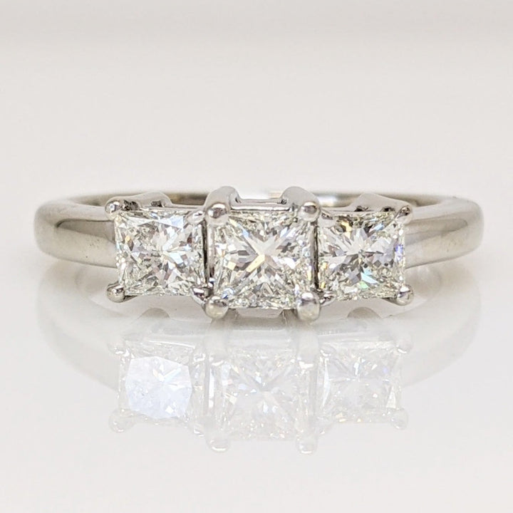 14K WHITE 1.00CTW VS K-L DIAMOND PRINCESS CUT (3) ESTATE 4.4 GRAMS