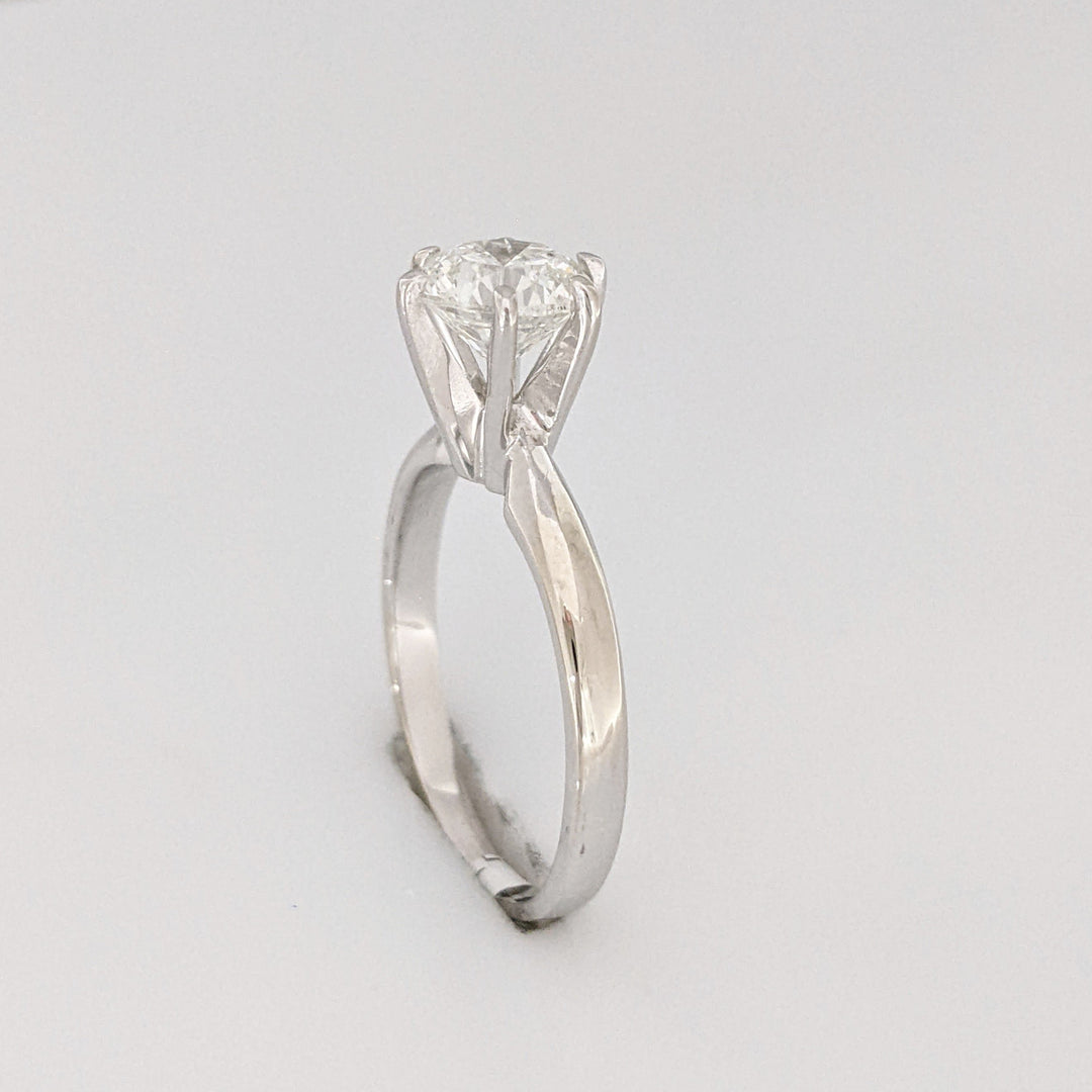 14K WHITE .88CTW I1 H DIAMOND ROUND ESTATE SOLITAIRE RING 2.1 GRAMS