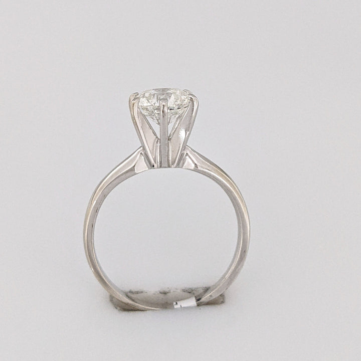 14K WHITE .88CTW I1 H DIAMOND ROUND ESTATE SOLITAIRE RING 2.1 GRAMS