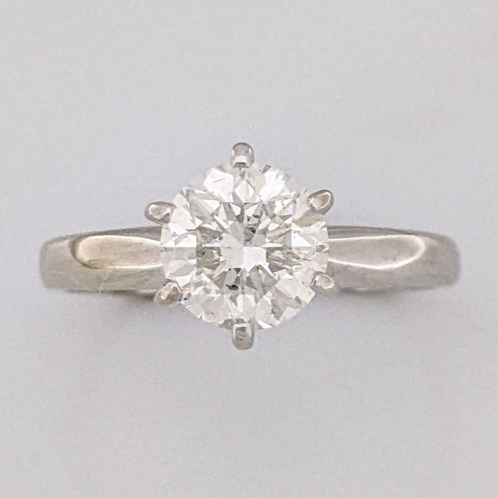 14K WHITE .88CTW I1 H DIAMOND ROUND ESTATE SOLITAIRE RING 2.1 GRAMS