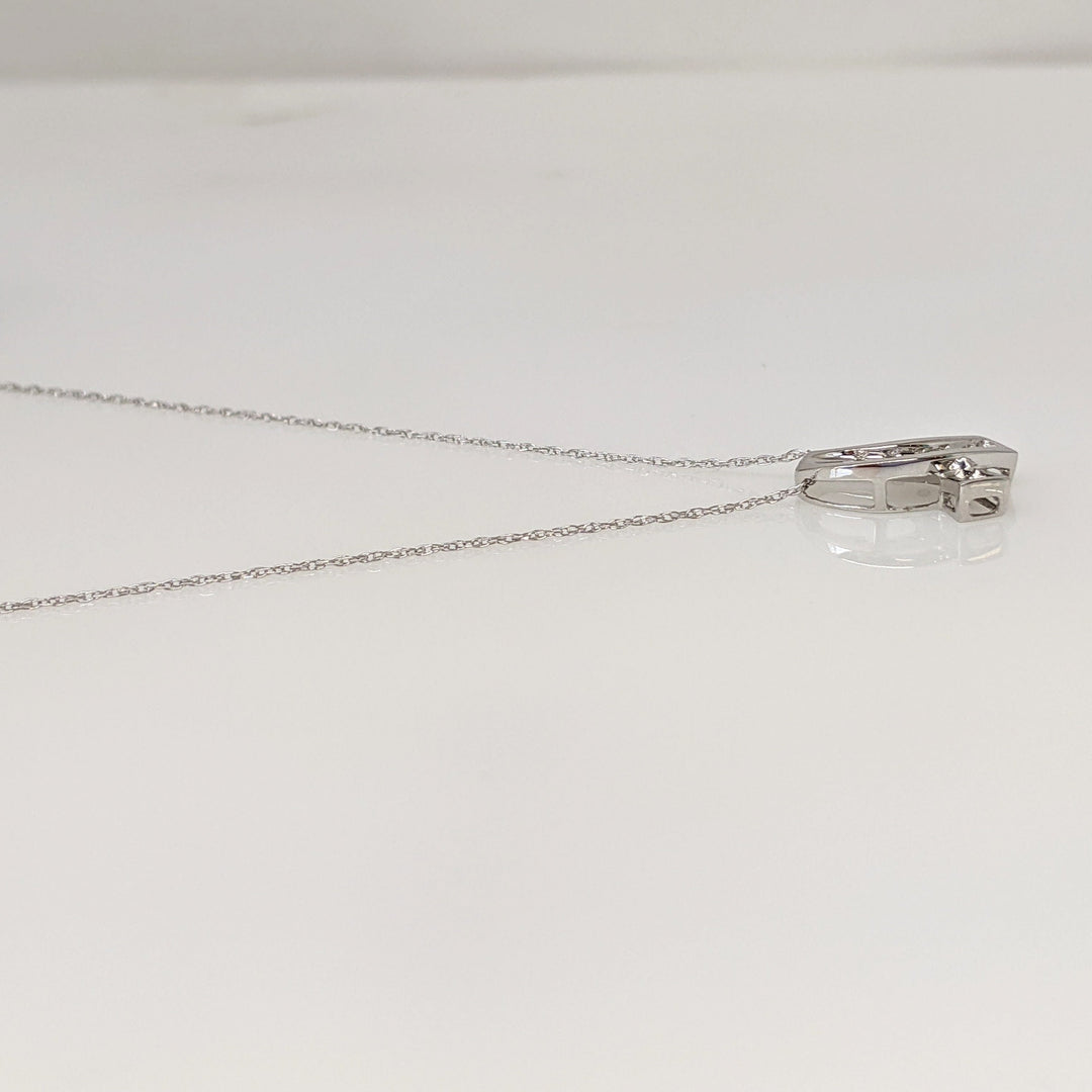 10K WHITE DIAMOND ROUND (7) RIBBON ESTATE PENDANT & CHAIN 1.4 GRAMS