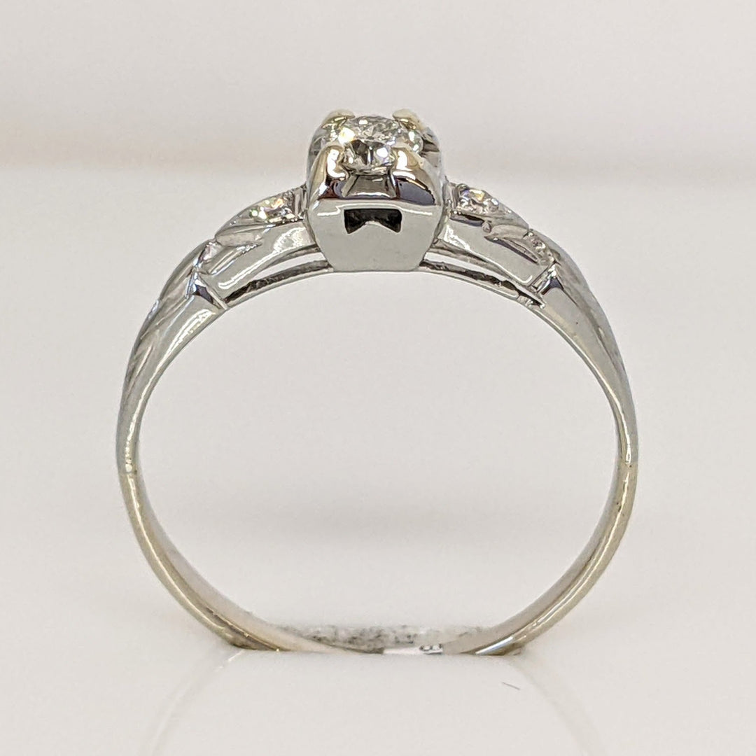 10K/14K WHITE .20 CARAT TOTAL WEIGHT I1 G DIAMOND ROUND (3) VINTAGE STYLE ESTATE RING 1.7 GRAMS