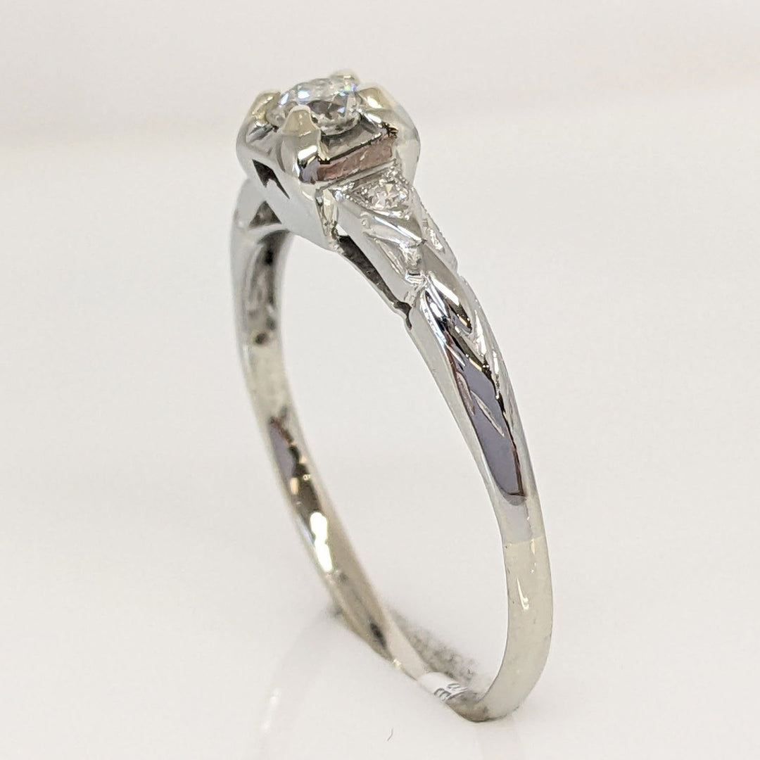 10K/14K WHITE .20 CARAT TOTAL WEIGHT I1 G DIAMOND ROUND (3) VINTAGE STYLE ESTATE RING 1.7 GRAMS