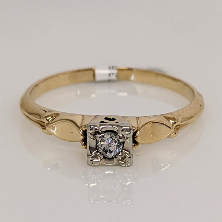 14K .04CT SI1 J DIAMOND ROUND (1) VINTAGE STYLE ESTATE RING 1.6 GRAMS