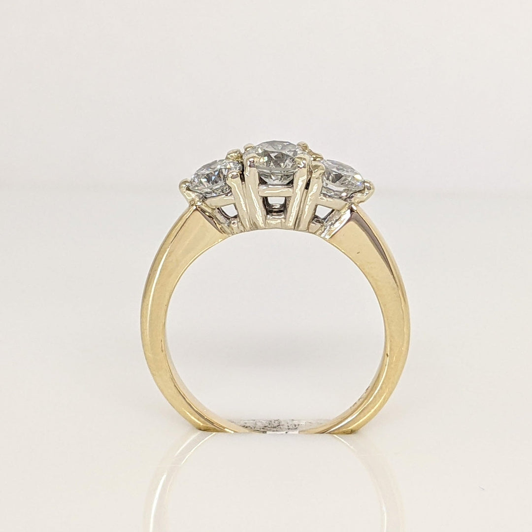 14K .87CTW I1 H DIAMOND ROUND (3) ESTATE TRINITY RING 2.8 GRAMS