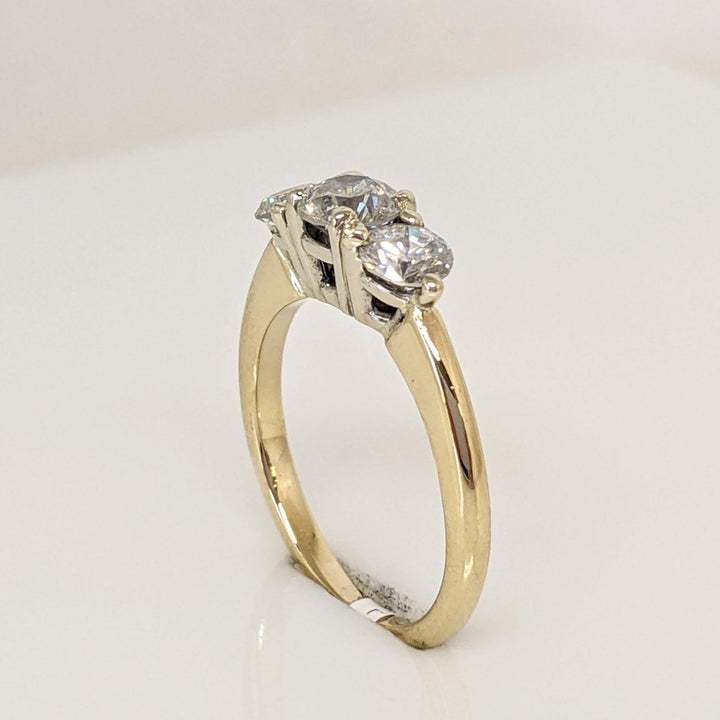 14K .87CTW I1 H DIAMOND ROUND (3) ESTATE TRINITY RING 2.8 GRAMS