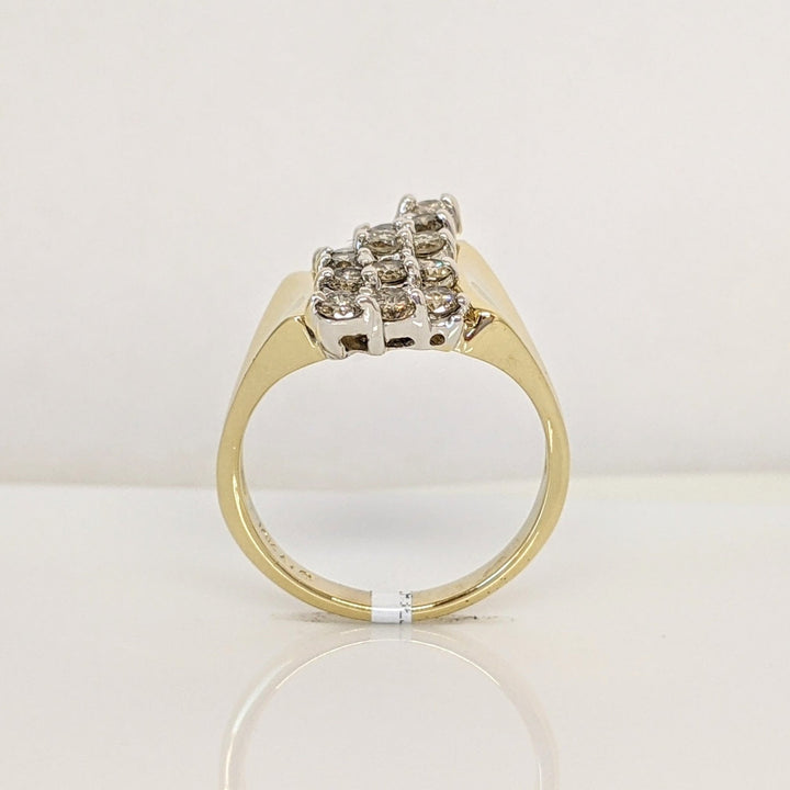 10K .90CTW I2 K DIAMOND ROUND (15) CLUSTER ESTATE RING 4.8 GRAMS