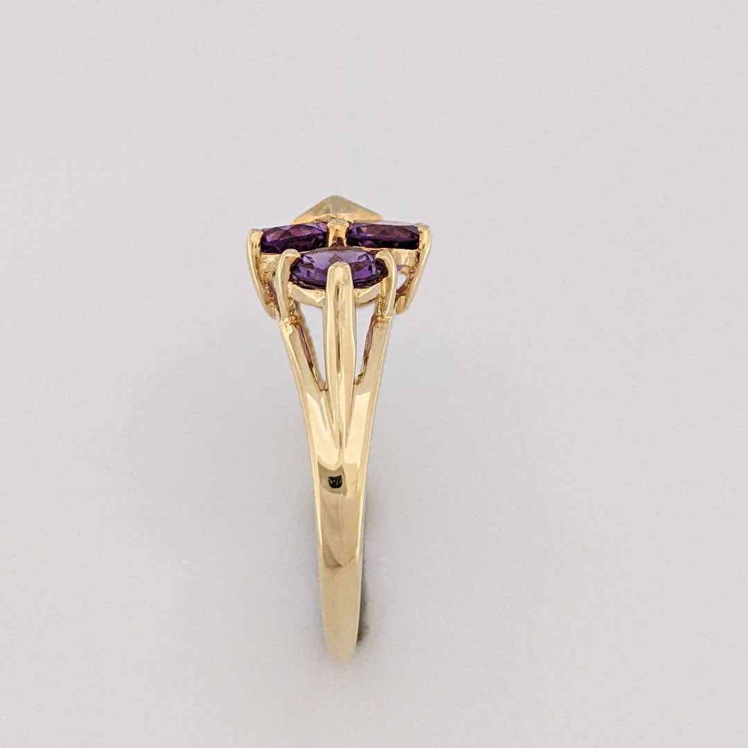 14K AMETHYST ROUND (6) 5MM ESTATE RING 3.1 GRAMS