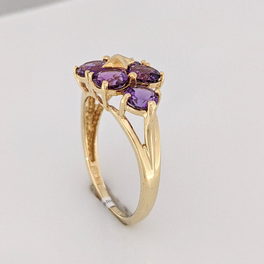 14K AMETHYST ROUND (6) 5MM ESTATE RING 3.1 GRAMS