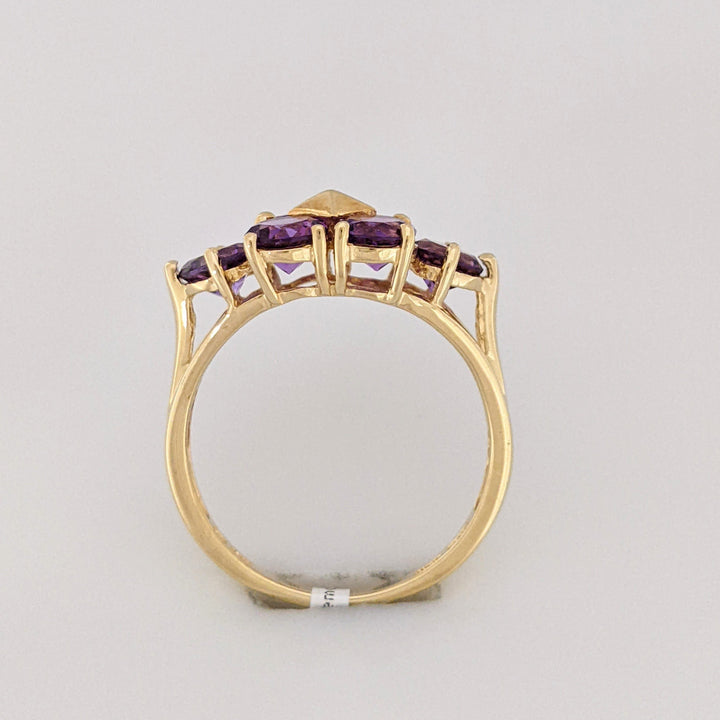 14K AMETHYST ROUND (6) 5MM ESTATE RING 3.1 GRAMS