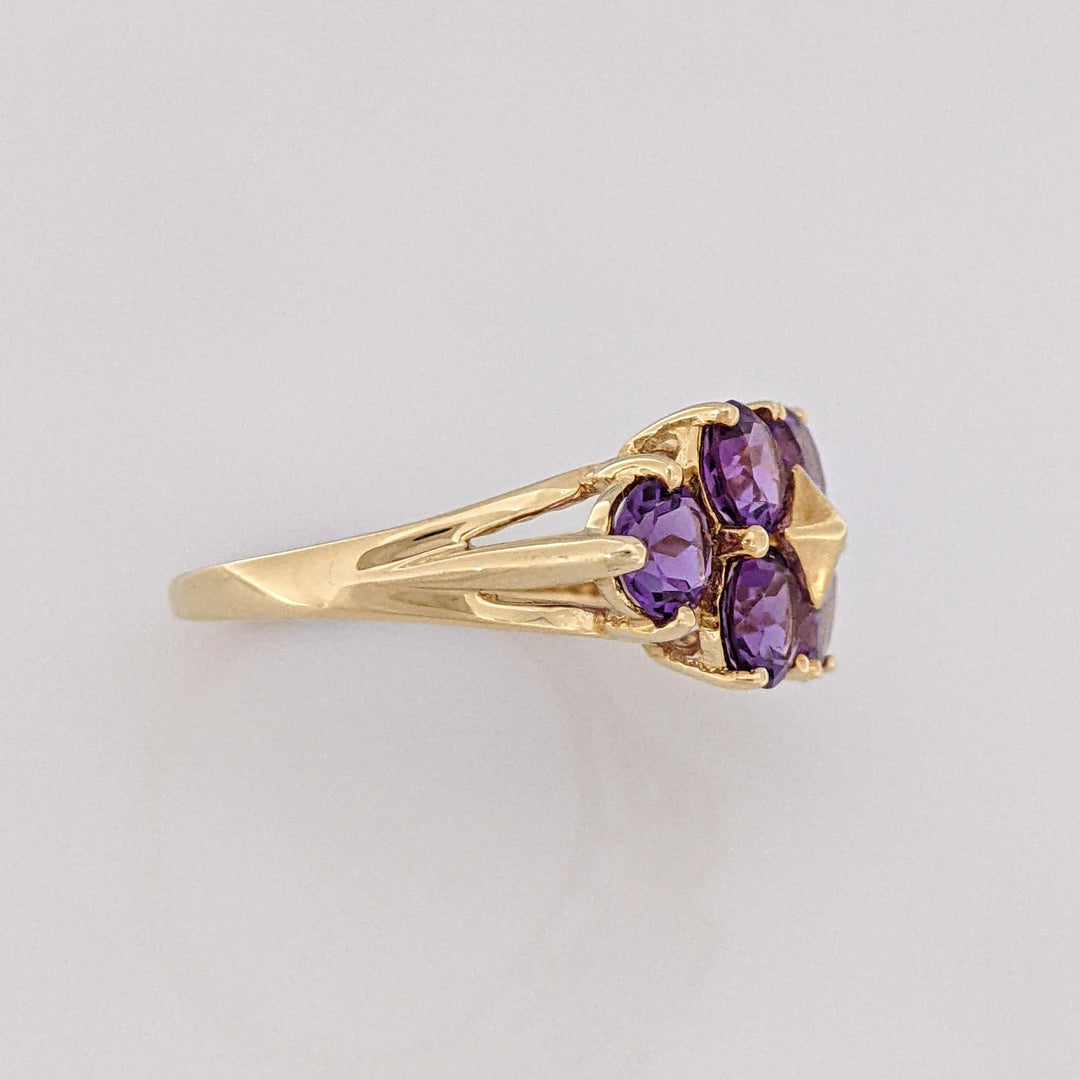 14K AMETHYST ROUND (6) 5MM ESTATE RING 3.1 GRAMS