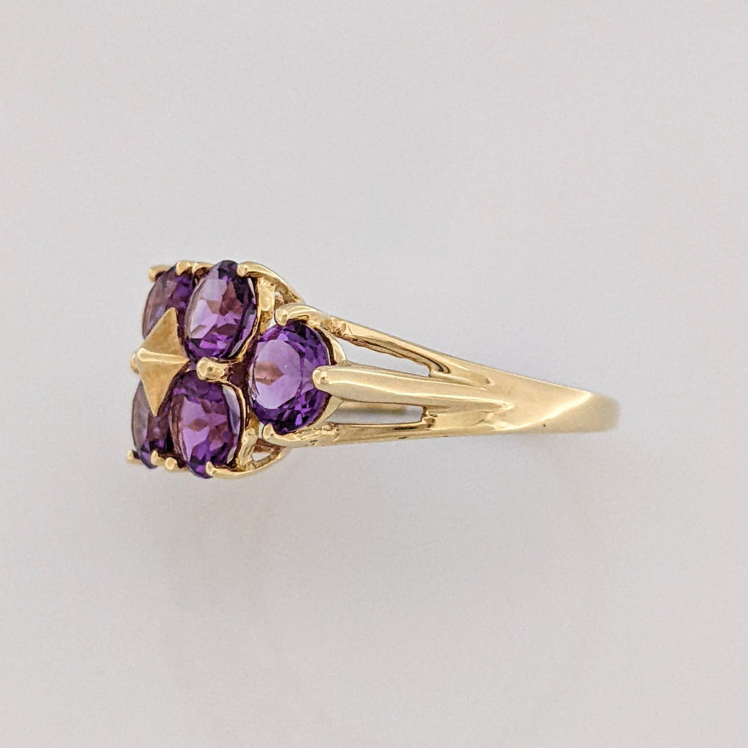 14K AMETHYST ROUND (6) 5MM ESTATE RING 3.1 GRAMS