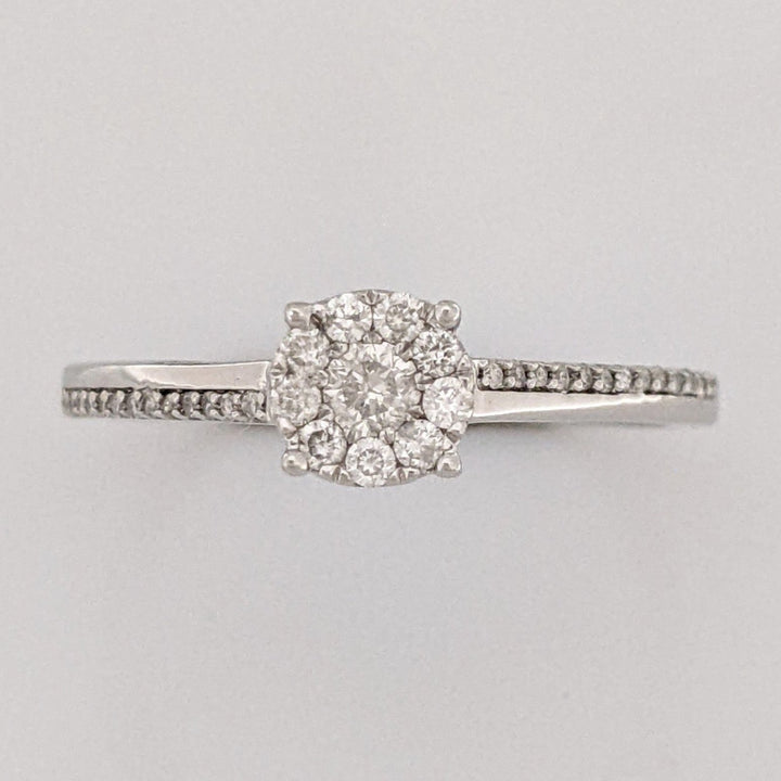 10K WHITE .27CTW I2 I DIAMOND ROUND (36) ESTATE CLUSTER RING 1.7 GRAMS