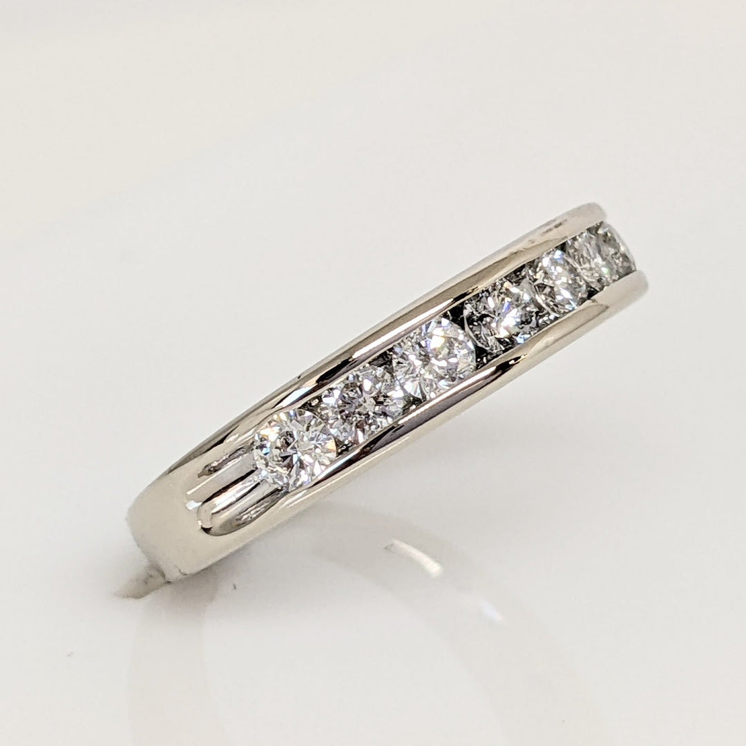 14K WHITE .48CTW I1 H DIAMOND ROUND (8) ESTATE CHANNEL SET BAND 2.9 GRAMS