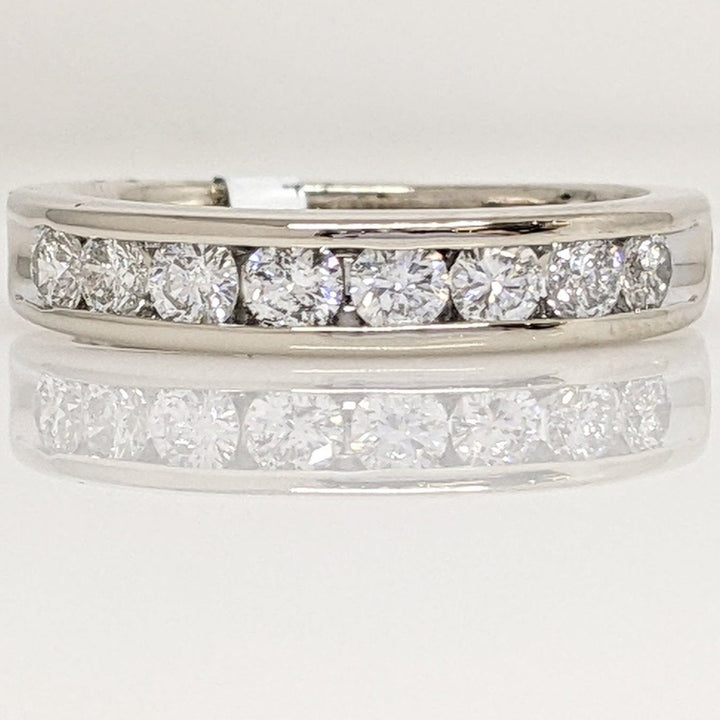 14K WHITE .48CTW I1 H DIAMOND ROUND (8) ESTATE CHANNEL SET BAND 2.9 GRAMS