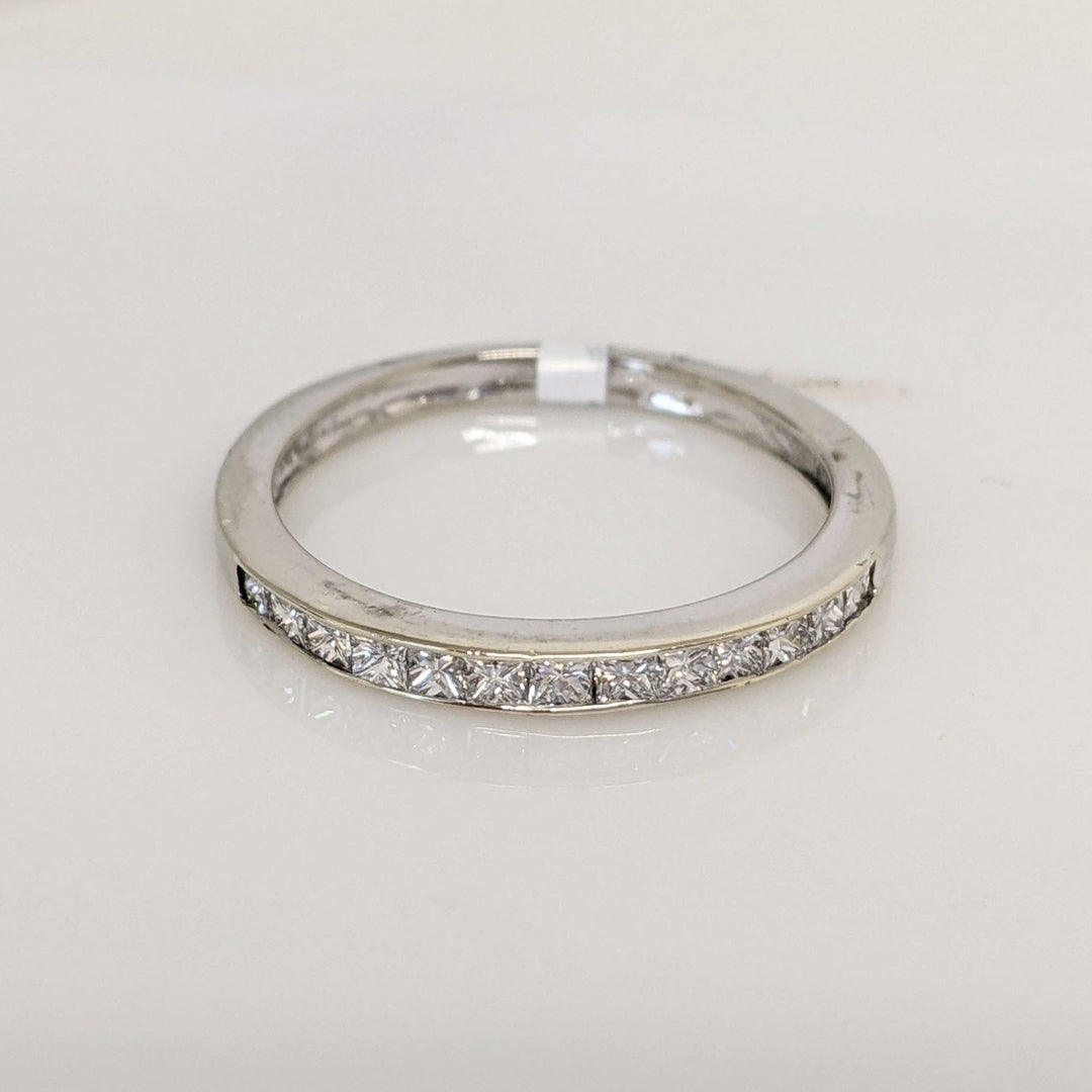 14K WHITE .46CTW SI1 H DIAMOND PRINCESS CUT (13) ESTATE CHANNEL BAND 2.0 GRAMS