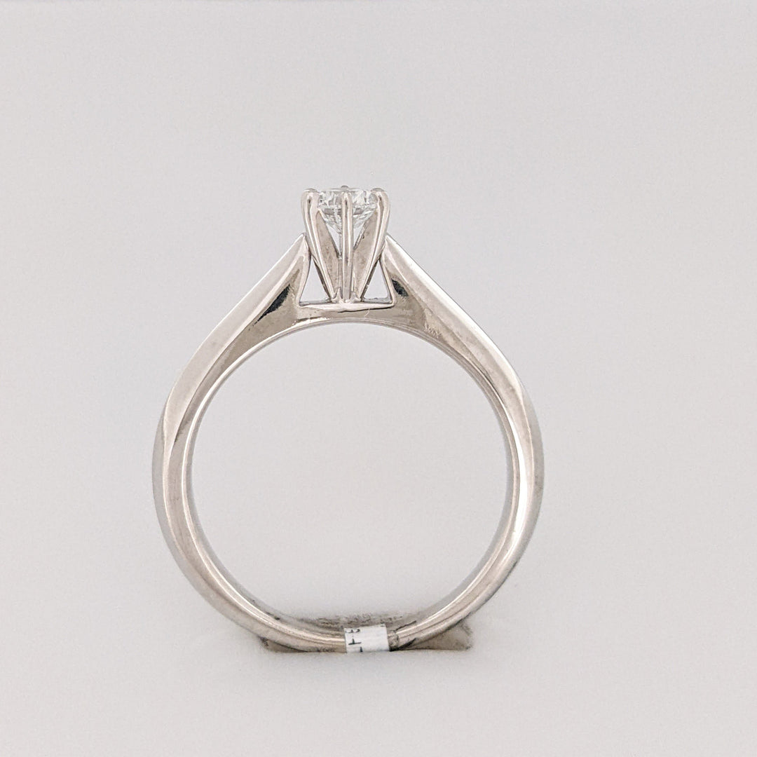 14K WHITE .30CT SI2 G DIAMOND ROUND (1) 6-PRONG ESTATE RING 3.6 GRAMS