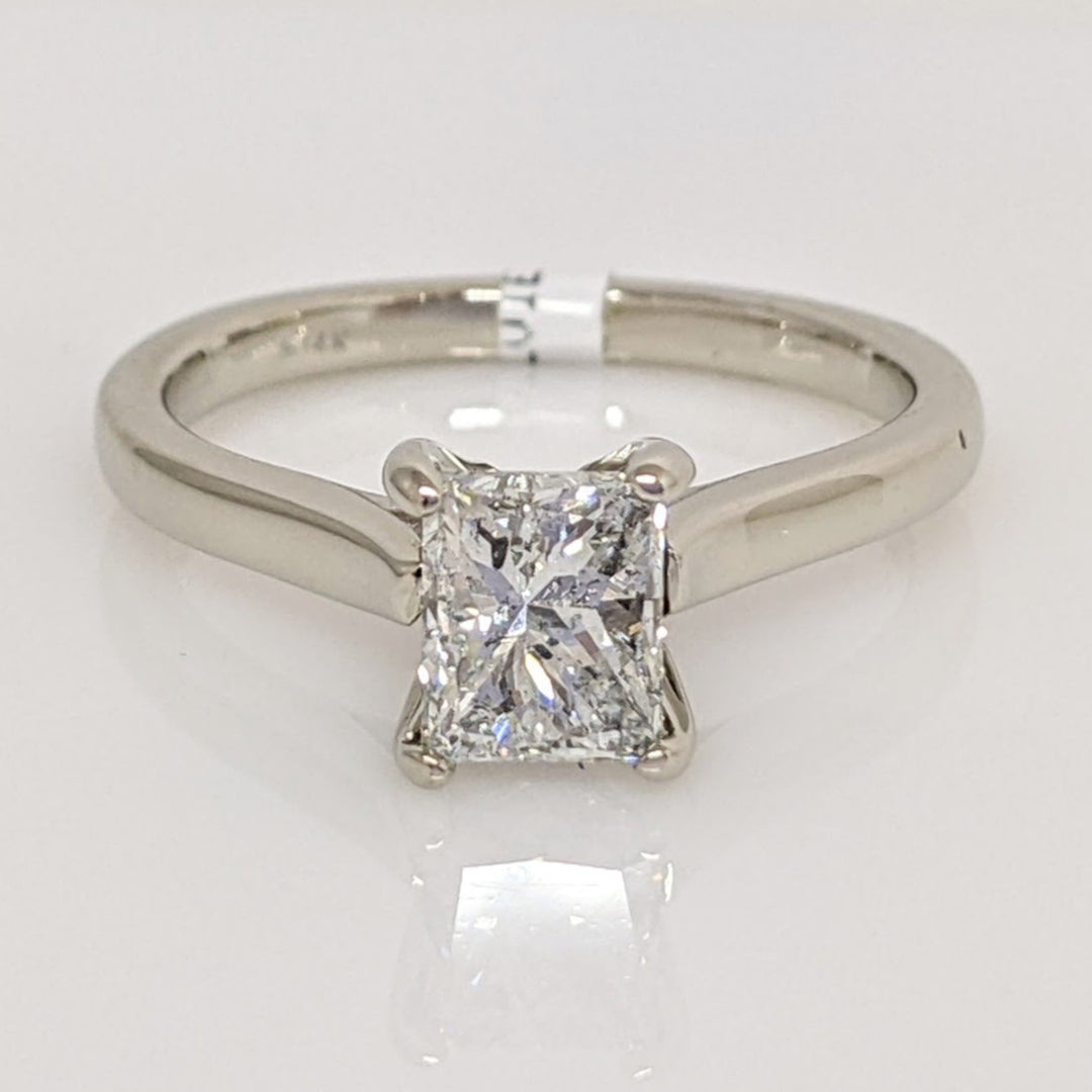 14K WHITE 1.00CT I1 I DIAMOND EMERALD CUT ESTATE RING 2.5 GRAMS