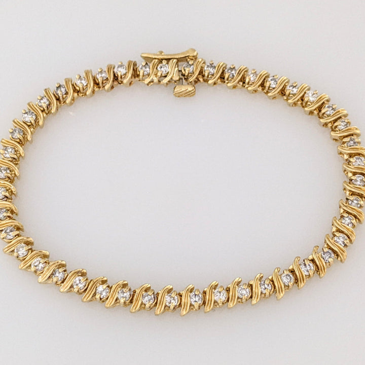 14K 1.72CTW I1 J DIAMOND ROUND (43) ESTATE BRACELET 10.2 GRAMS